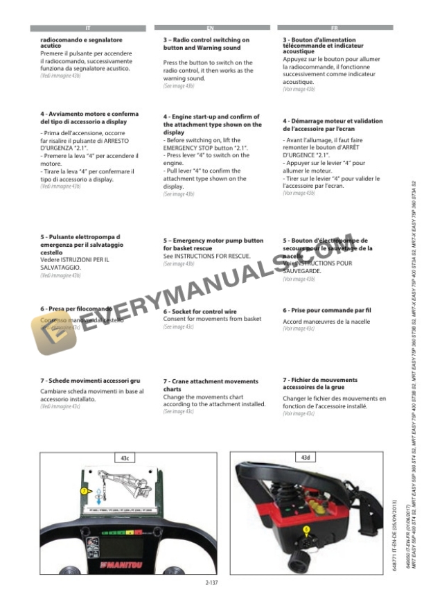 Manitou MRT EASY 55P 400 ST4 S2 to MRT-X EASY 75P 360 ST3A S2 Operator Manual 649050 IT-EN-FR-4