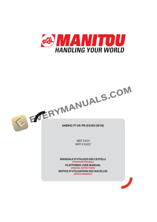 Manitou MRT EASY, MRT-X EASY Operator Manual 648942 IT-US-FR