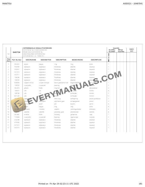 Manitou MRT-X 1440 Easy-E3 Parts Manual 648704 5 Manitou MRT-X 1440 Easy-E3 Parts Manual 648704 - Image 3