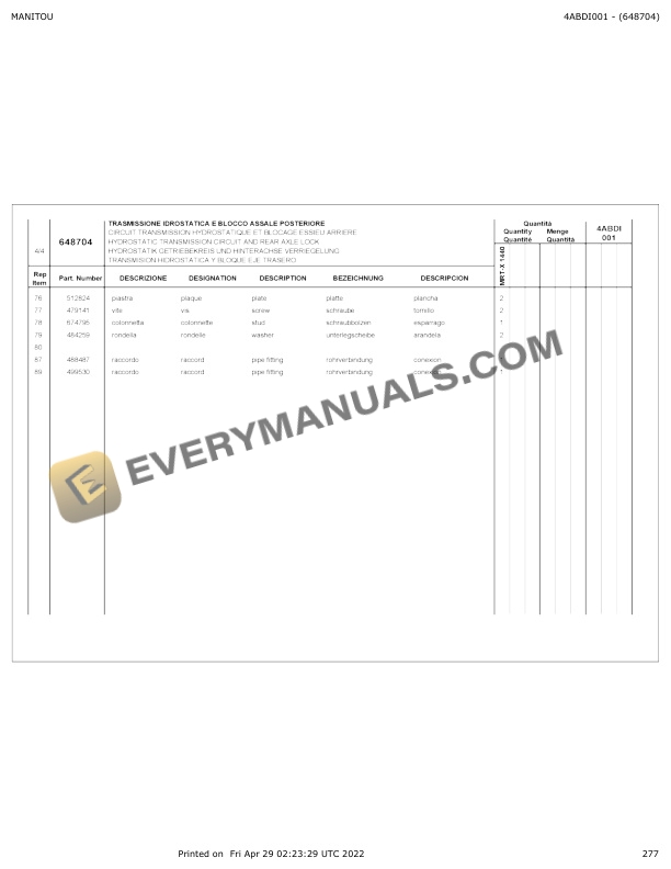 Manitou MRT-X 1440 Easy-E3 Parts Manual 648704 6 Manitou MRT-X 1440 Easy-E3 Parts Manual 648704 - Image 4
