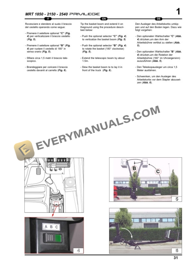 Manitou MRT-X 2150-E3 Privilege, MRT-X 2540-E3 Privilege Operator Manual 648682 IT-EN-DE-2