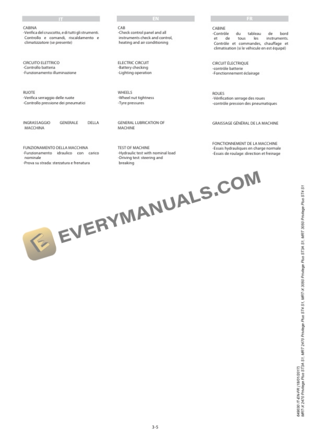 Manitou MRT-X 2470 Privilege Plus ST3A S1 to MRT 3050 Privilege Plus ST4 S1 Operator Manual 649030 IT-EN-FR-4
