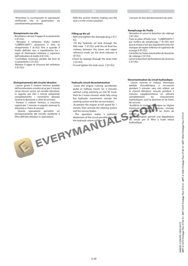 Manitou MRT-X 2470 Privilege Plus ST3A S1 to MRT 3050 Privilege Plus ST4 S1 Operator Manual 649030 IT-EN-FR-5