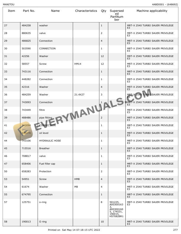 Manitou MRT-X 2540 E3 Privilege Parts Manual 648692 6 Manitou MRT-X 2540 E3 Privilege Parts Manual 648692 - Image 4