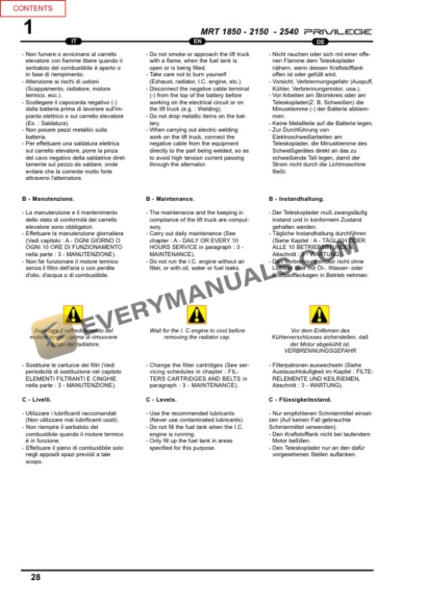 Manitou MRT1850 Privilege E3, MRT2150 Privilege E3, MRT2540 Privilege E3 Service Manual 648394 AS-2