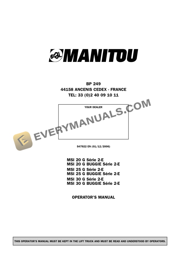 manitou msi 20 g series 2 e to msi 30 g buggie series 2 e operator manual 547922en 1