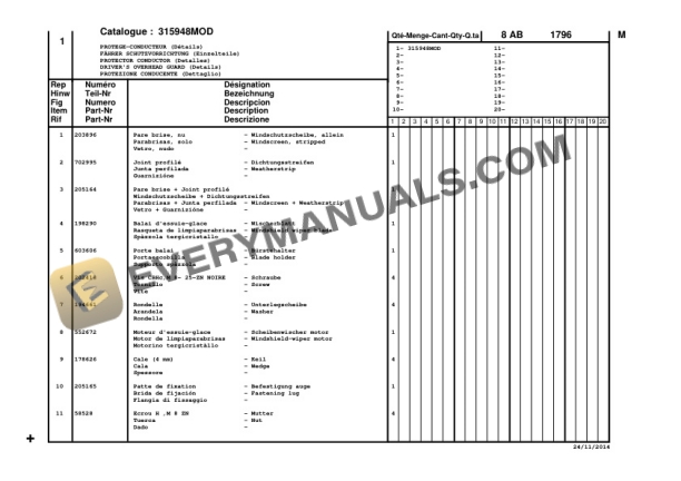Manitou MSI 20 T 4ST3B, MSI 25 T 4ST3B, MSI 30 T 4ST3B, MSI 35 T 4ST3B, MH 20-4 T Buggie 4ST3B, MH 25-4 T Buggie 4ST3B Parts Manual CD647448-3