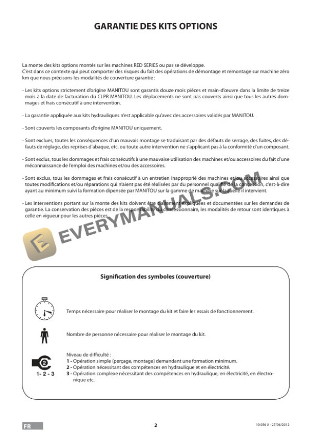 Manitou MSI 20 T S2 E3 to MH 25-4 T BUGGIE S2 E3 Assembly Instructions 10 056NM FR-EN-2