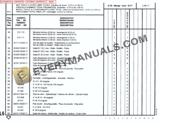 Manitou MSI 30 D Parts Manual 547041P-5