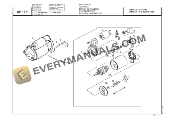 Manitou MSI 30 D Series 2-E2, MH 25-4 Turbo Series 2-E2 Parts Manual 547876P-4