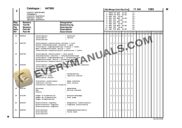 Manitou MSI 30 D Series 2-E3, MH 25-4 Turbo Series 2-E3 Parts Manual 647000P-4