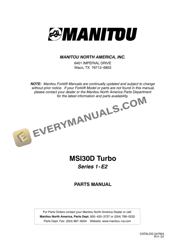 manitou msi 30 d turbo series 1 e2 parts manual 547924 1