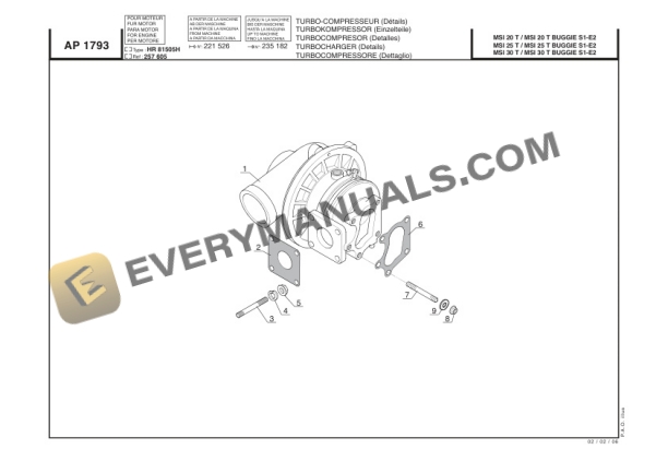 Manitou MSI 30 D Turbo Series 1-E2 Parts Manual 547924-5