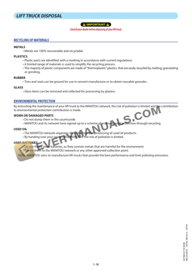 Manitou MSI25 T 4ST3A to MH25-4 BUGGIE 36KW 4ST3A Operator Manual 647468EN 4 Manitou MSI25 T 4ST3A to MH25-4 BUGGIE 36KW 4ST3A Operator Manual 647468EN - Image 2
