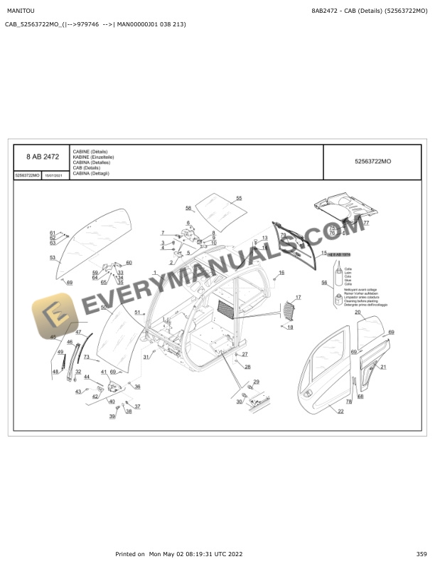 Manitou MT 1135-100P ST4 S1, MT 1335-100P ST4 S1 Parts Manual 647593 7 Manitou MT 1135-100P ST4 S1, MT 1335-100P ST4 S1 Parts Manual 647593 - Image 5