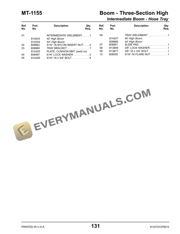 Manitou MT 1155 Maniscopic T-3 Parts Manual 809887-3