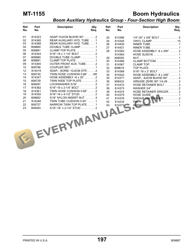 Manitou MT 1155 Maniscopic T-3 Parts Manual 809887-4