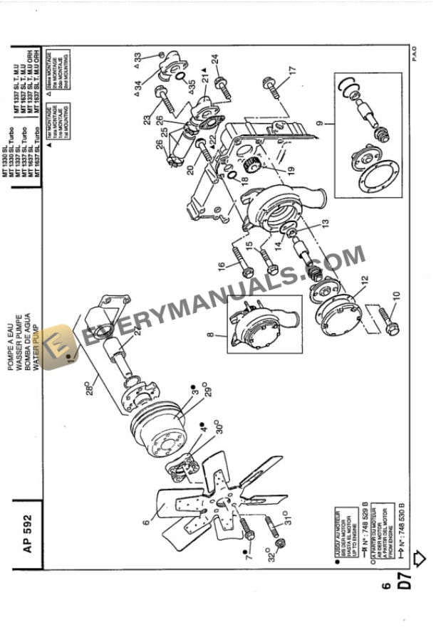 Manitou MT 1330 SL S1 Turbo to MT 1637 SL S1 Turbo Mono-Ultra ORH Parts Manual 547049C-5