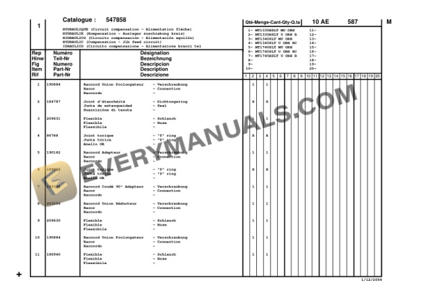 Manitou MT 1335 H SL T M.U NACELLE ORH S2 to MT 1745 H SL T U. NACELLE ORH R.C. S2 Parts Manual CD547858-3