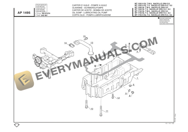 Manitou MT 1335 H SL T M.U NACELLE ORH S2 to MT 1745 H SL T U. NACELLE ORH R.C. S2 Parts Manual CD547858-5