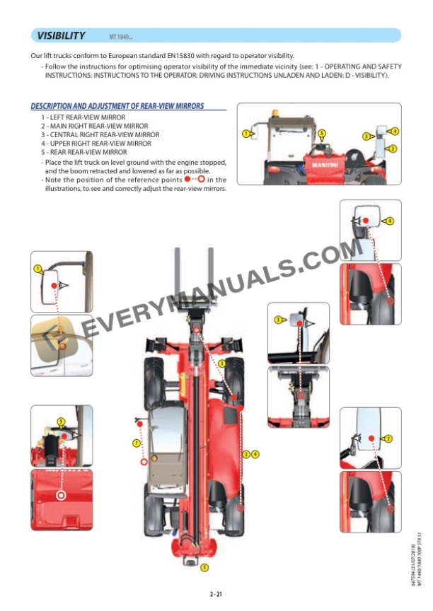 Manitou MT 1440 100P ST4 S1, MT 1840 100P ST4 S1 Operator Manual 647594 US 5 Manitou MT 1440 100P ST4 S1, MT 1840 100P ST4 S1 Operator Manual 647594 US - Image 3