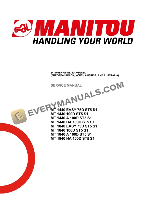 manitou mt 1440 easy 75d st5 s1 to mt 1840ha 100d st5 s1 repair manual 647793en usm134 1