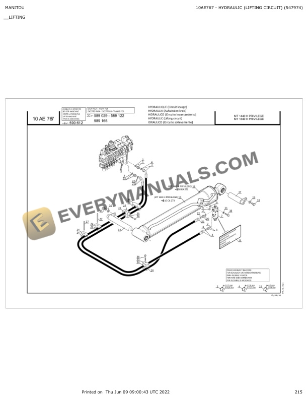 Manitou MT 1440 H Privilege, MT 1840 H Privilege Parts Manual 547974 5 Manitou MT 1440 H Privilege, MT 1840 H Privilege Parts Manual 547974 - Image 3