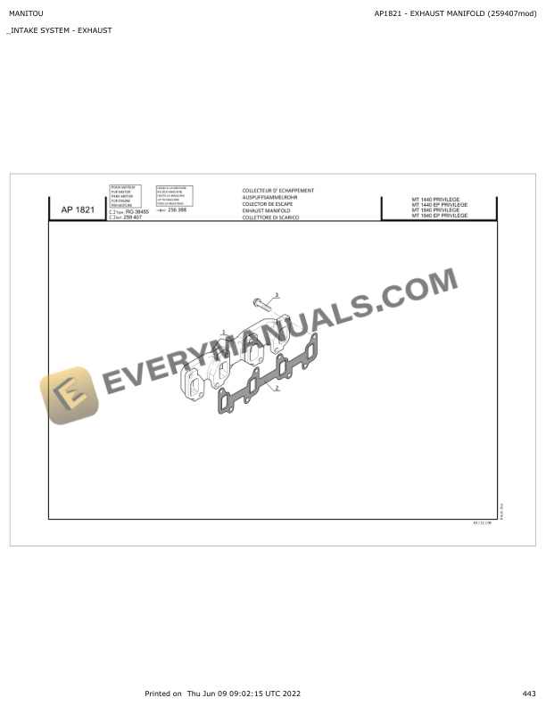 Manitou MT 1440 H Privilege, MT 1840 H Privilege Parts Manual 547974 7 Manitou MT 1440 H Privilege, MT 1840 H Privilege Parts Manual 547974 - Image 5