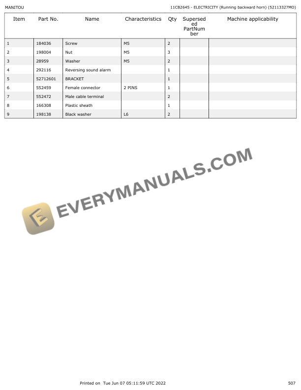 Manitou MT 1440 HA 100D ST5 S1, MT 1840 HA 100D ST5 S1 Parts Manual 647785 7 Manitou MT 1440 HA 100D ST5 S1, MT 1840 HA 100D ST5 S1 Parts Manual 647785 - Image 5