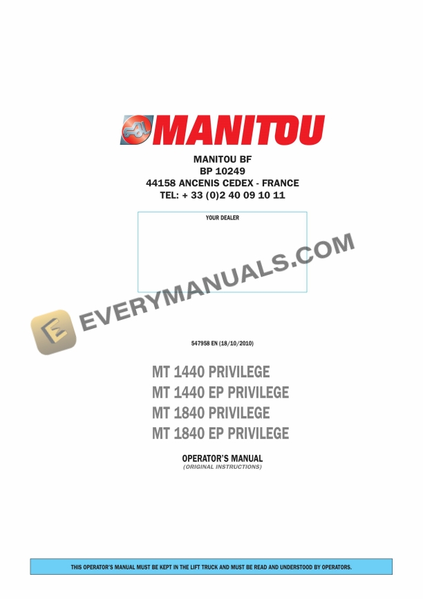 manitou mt 1440 privilege mt 1440 ep privilege mt 1840 privilege mt 1840 ep privilege operator manual 547958en 1