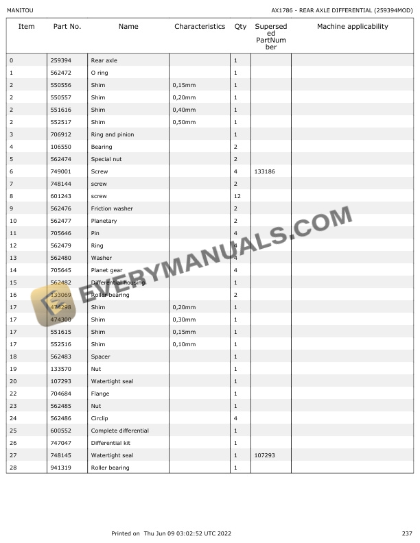 Manitou MT 1440 ST3B, MT 1840 ST3B Parts Manual 647100 5 Manitou MT 1440 ST3B, MT 1840 ST3B Parts Manual 647100 - Image 3