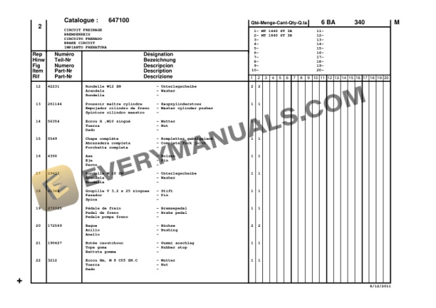 Manitou MT 1440 ST3B, MT 1840 ST3B Parts Manual CD647100-2
