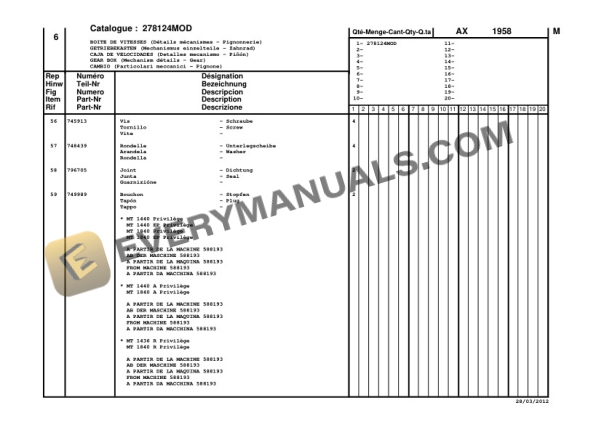 Manitou MT 1440 ST3B, MT 1840 ST3B Parts Manual CD647100-5