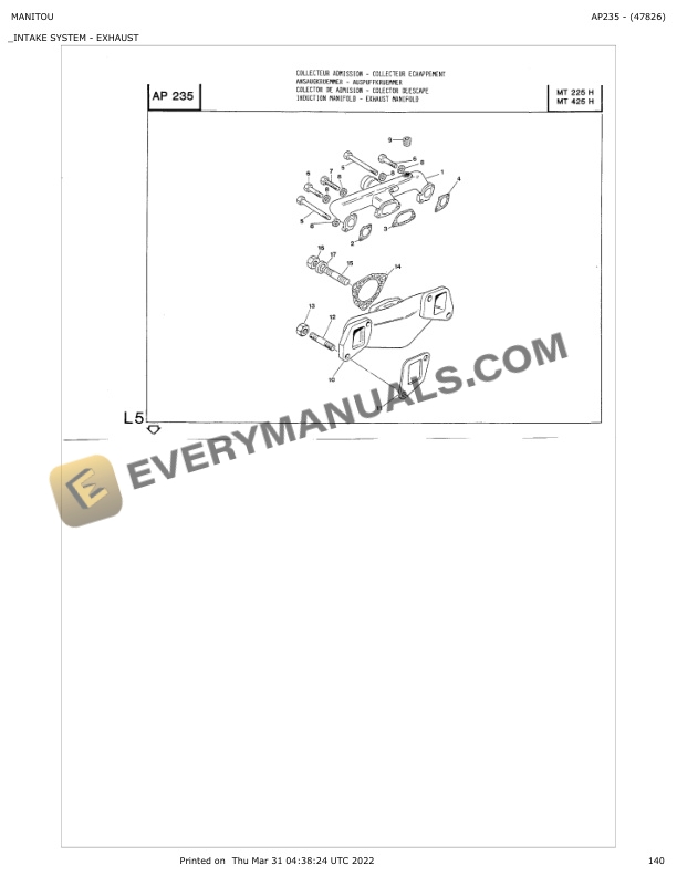 Manitou MT 225 H, MT 425 H Parts Manual 647826 7 Manitou MT 225 H, MT 425 H Parts Manual 647826 - Image 5