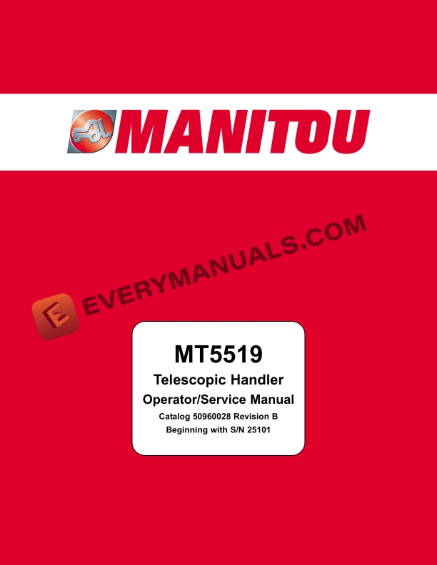 Manitou MT 5519 Telescopic Handler Service Manual 50960028 Rev B