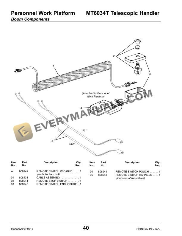 Manitou MT 6034 T Parts Manual 50960029B-2