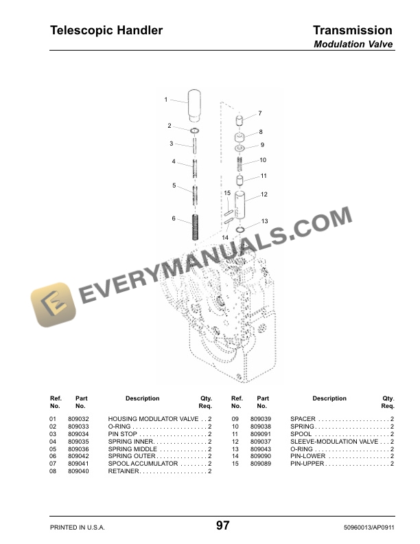 Manitou MT 6642 XT, MT 8044 XT Parts Manual 50960013A-3