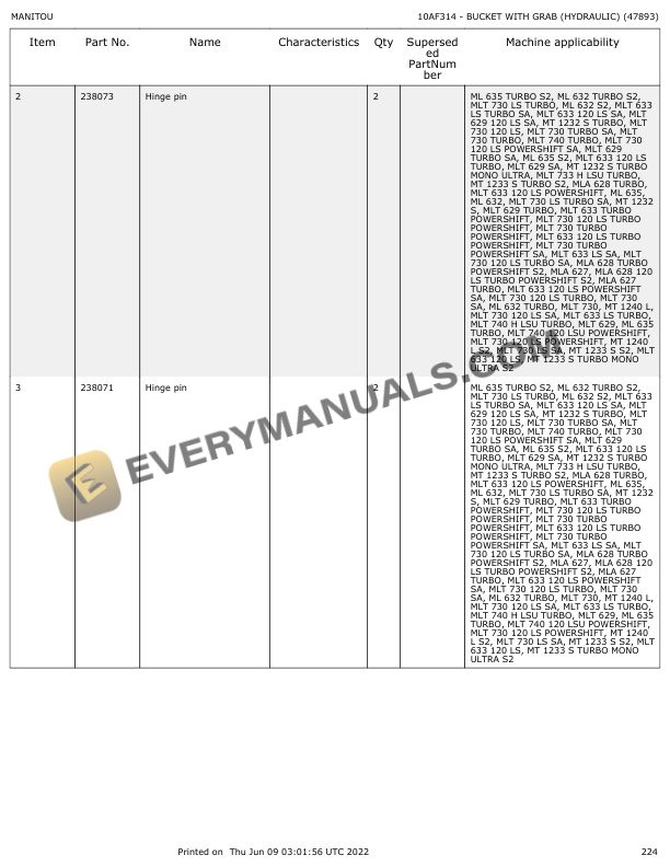 Manitou MT 835-120 LS Parts Manual 547638 4 Manitou MT 835-120 LS Parts Manual 547638 - Image 2