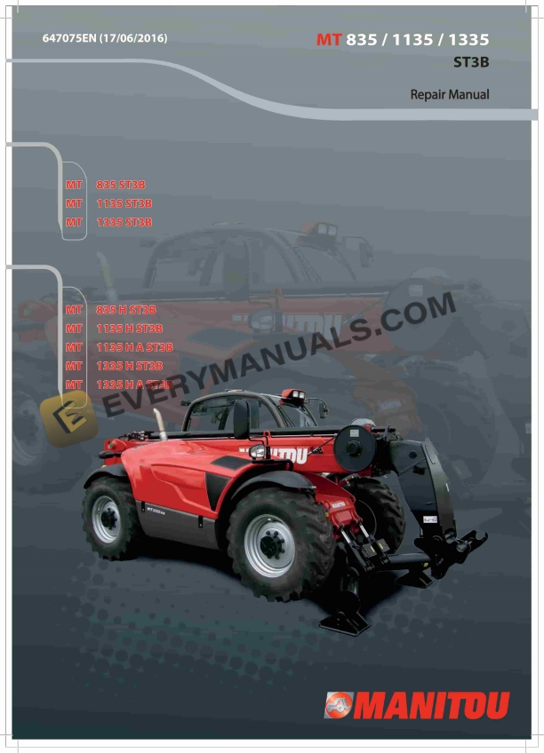 Manitou MT 835 ST3B to MT 1335 H A ST3B Repair Manual 647075EN