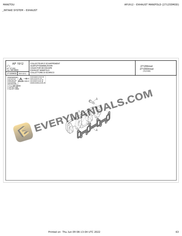 Manitou MT-X 1030 S.T S4-E3 Parts Manual 647236 4 Manitou MT-X 1030 S.T S4-E3 Parts Manual 647236 - Image 2