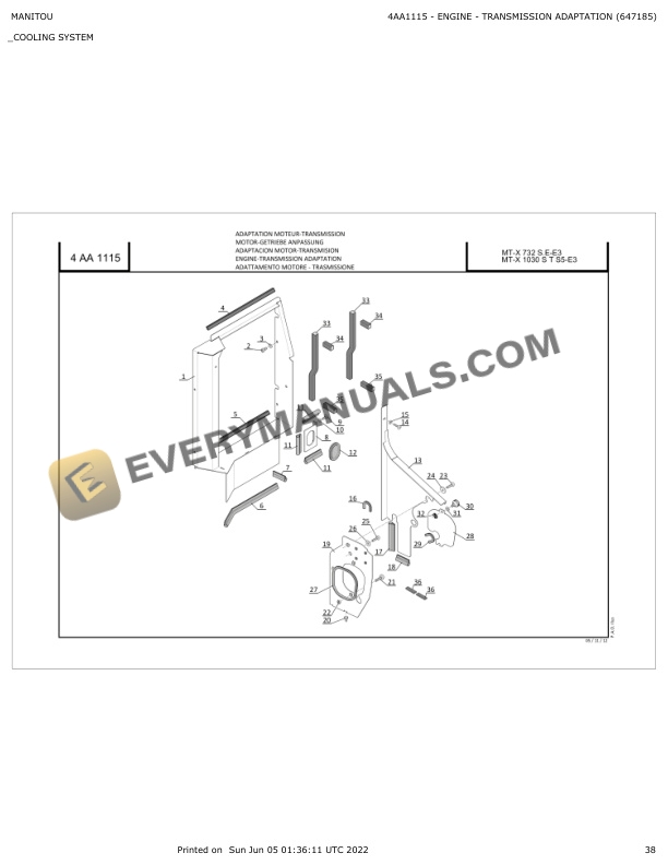 Manitou MT-X 732 S.E-E3, MT-X 1030 S T S5-E3 Parts Manual 647185 4 Manitou MT-X 732 S.E-E3, MT-X 1030 S T S5-E3 Parts Manual 647185 - Image 2