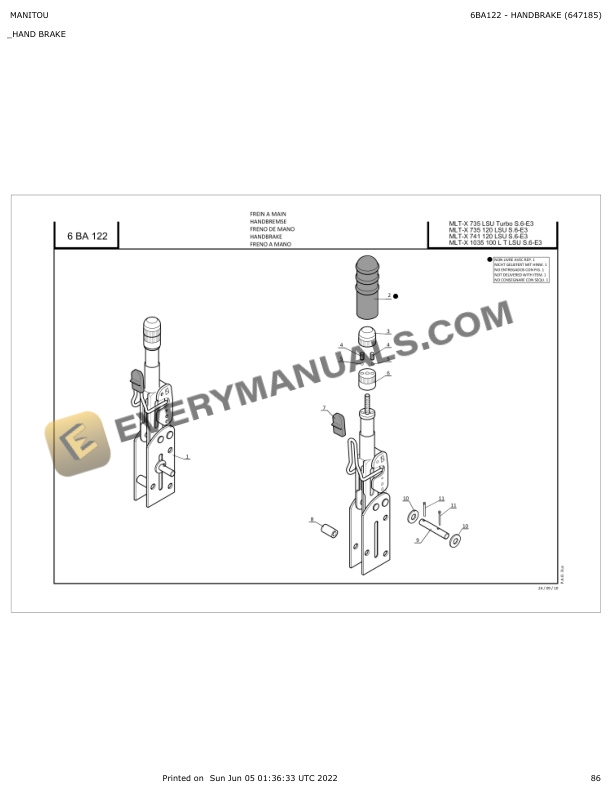 Manitou MT-X 732 S.E-E3, MT-X 1030 S T S5-E3 Parts Manual 647185 5 Manitou MT-X 732 S.E-E3, MT-X 1030 S T S5-E3 Parts Manual 647185 - Image 3