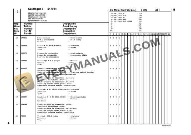 Manitou MT1435 SL Series 3-E2, MT1440 SL Series 3-E2, MT1435 SL Turbo Series 3-E2, MT1440 SL Turbo Series 3 Parts Manual CD547914-2