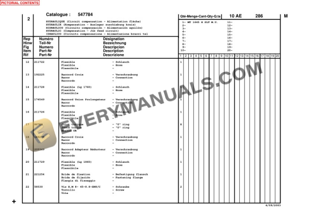 Manitou MT1645H Turbo Parts Manual 547784-3