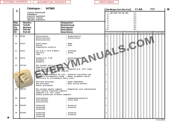 Manitou MT1745HSL Turbo Mono-Ultra Series 2-E2 Parts Manual 547869-4