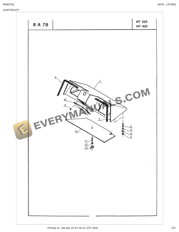 Manitou MT225, MT425 Parts Manual 47596 7 Manitou MT225, MT425 Parts Manual 47596 - Image 5