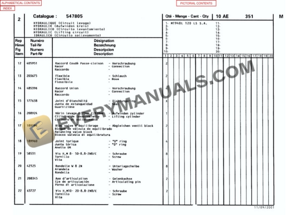 Manitou MT940L-TW(120)LS Series 2 Parts Manual 547805P-3