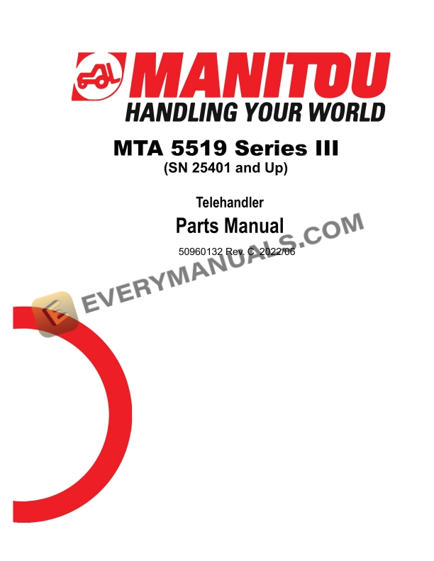 Manitou MTA 5519 Series III Telehandler Parts Manual 50960132C
