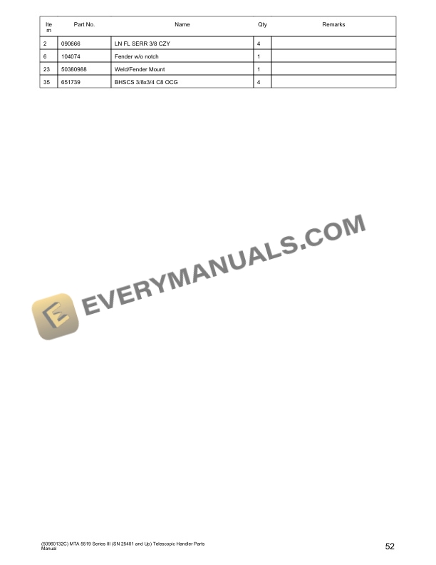 Manitou MTA 5519 Series III Telehandler Parts Manual 50960132C 4 Manitou MTA 5519 Series III Telehandler Parts Manual 50960132C - Image 2