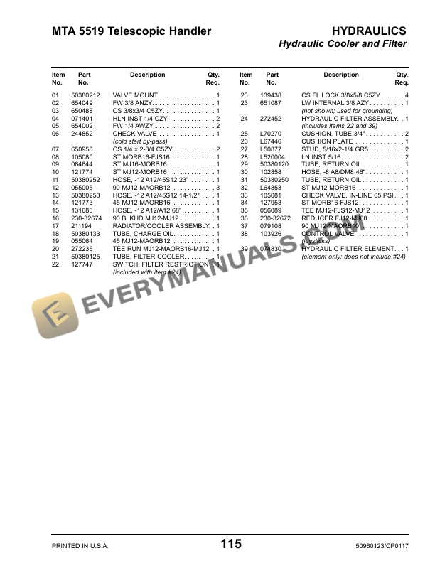 Manitou MTA 5519 Telescopic Handler Parts Manual 50960123C-4